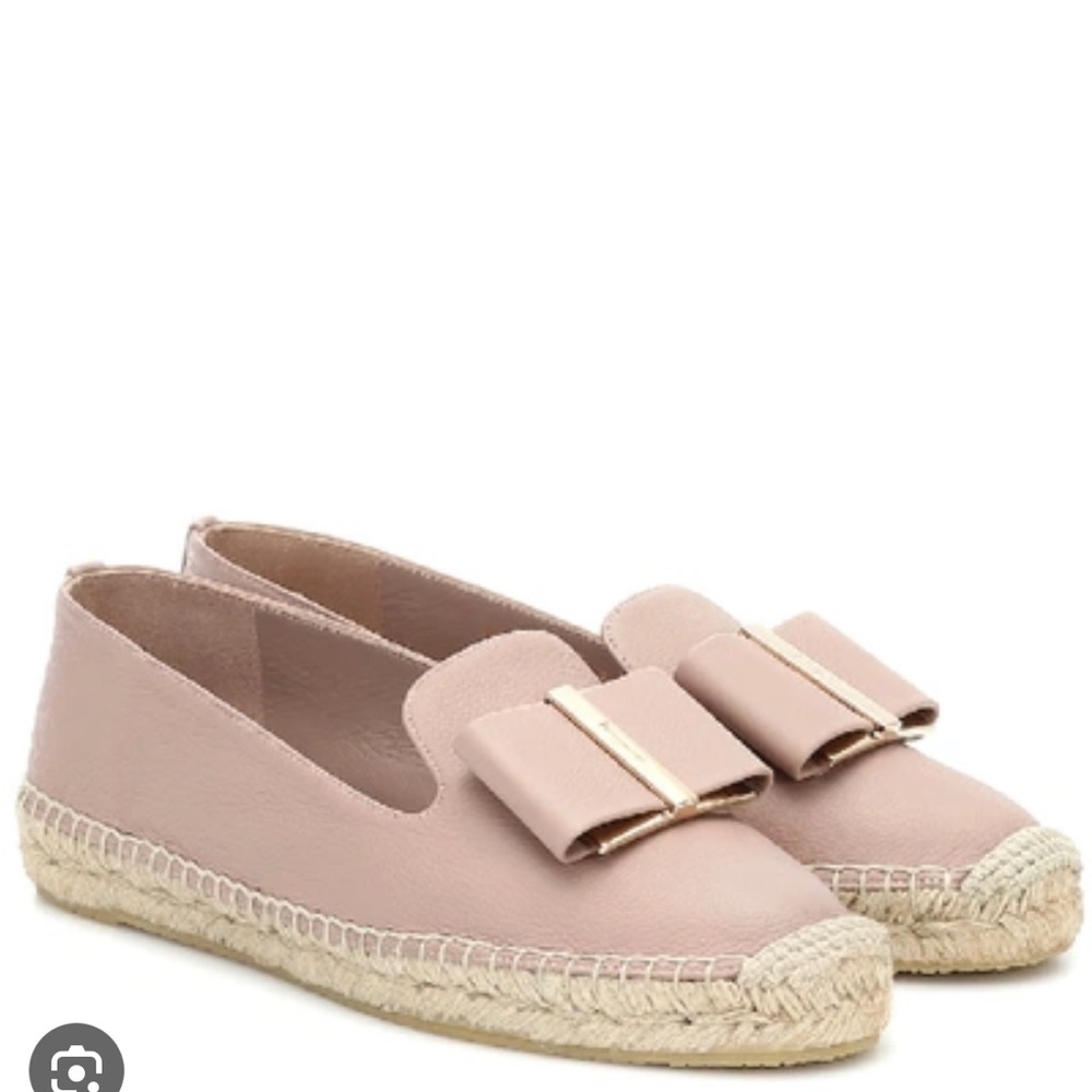 Ferragamo new blush calf bow espadrilles